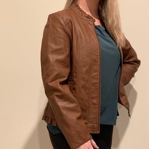 brown leather jacket